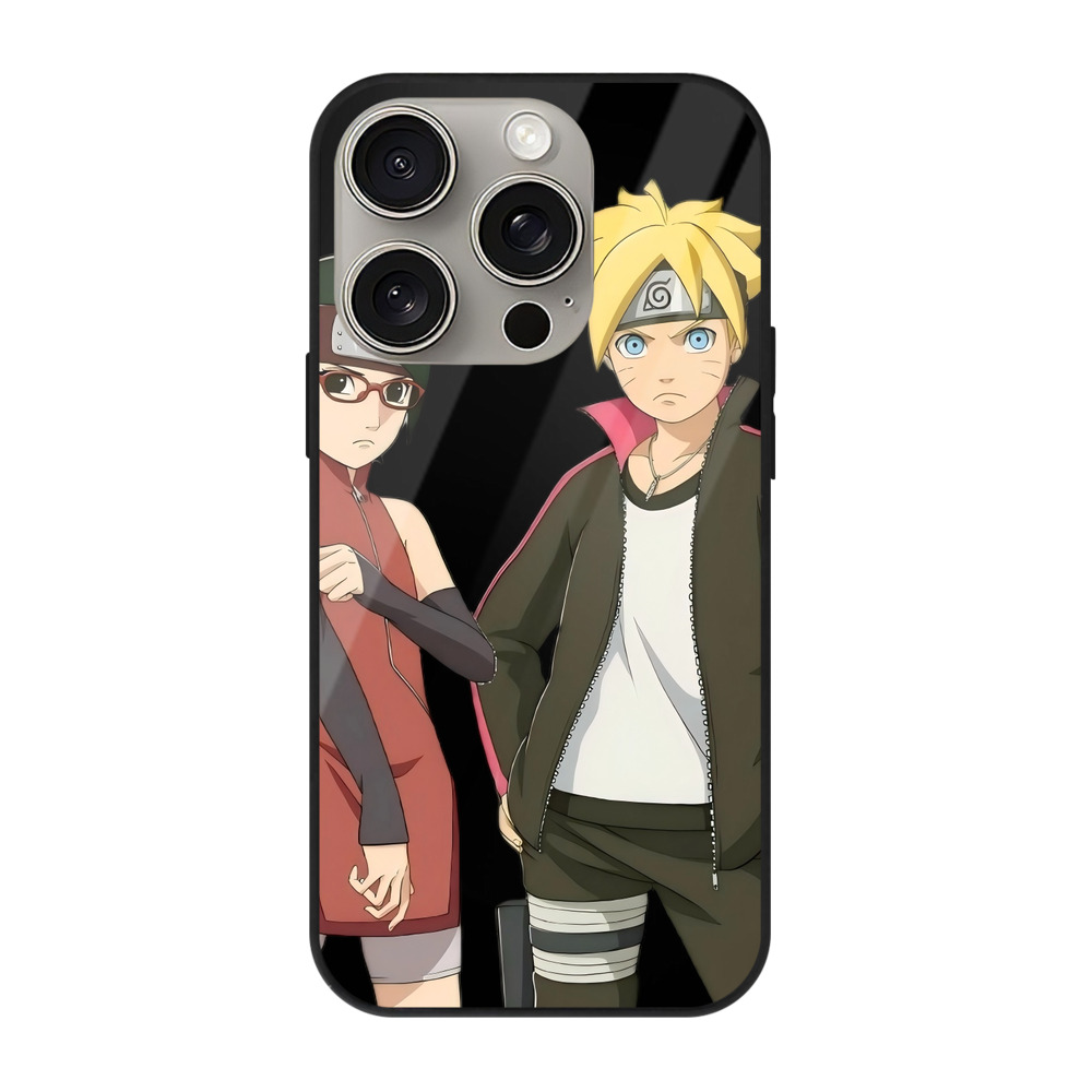 （画像用） NARUTO -ナルト- うずまき ボルト Uzumaki Boruto 【iPhone15Pro対応】スマホケース 耐衝撃＆黄変防止 背面ガラス