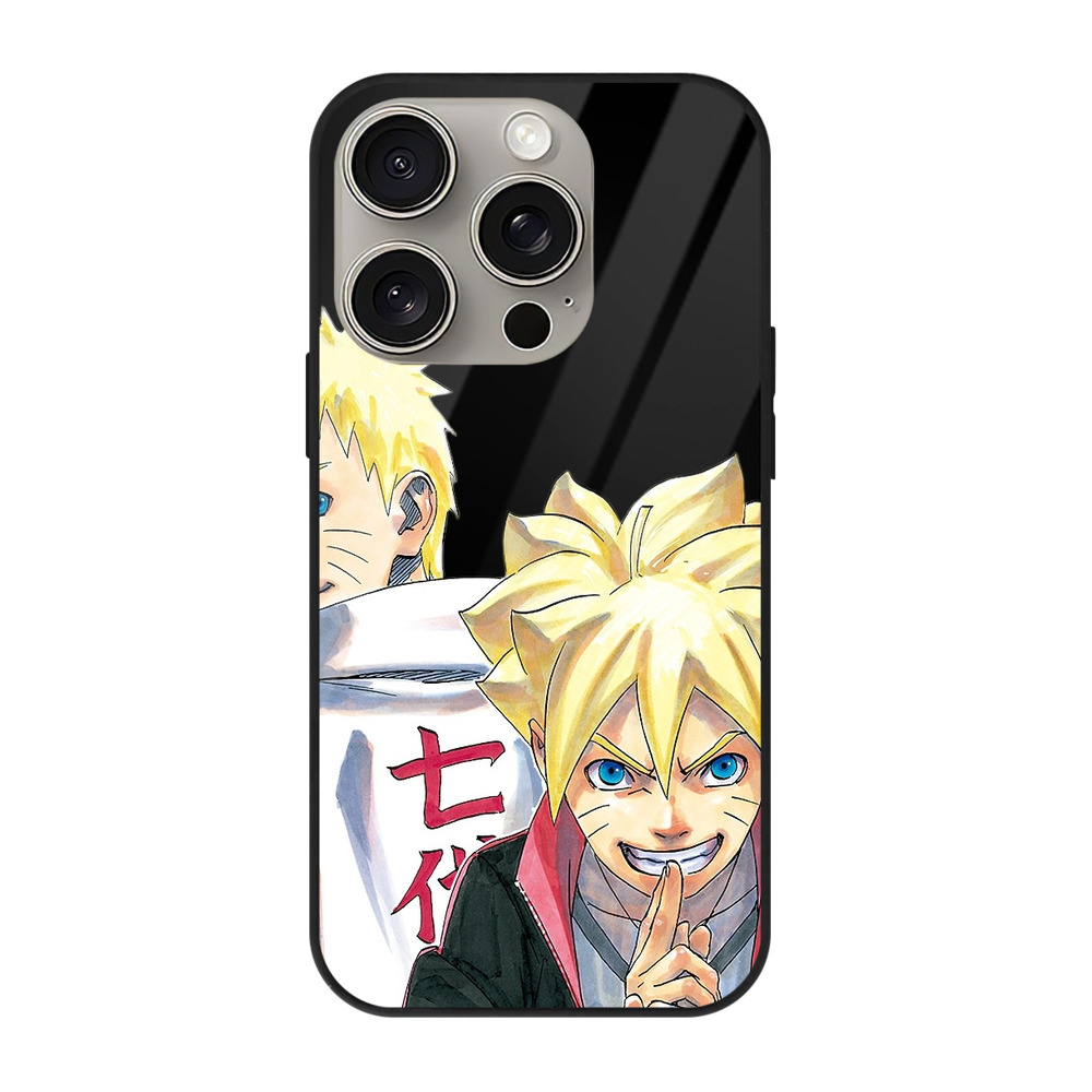 （画像用） NARUTO -ナルト- うずまき ボルト Uzumaki Boruto 【iPhone15Pro対応】スマホケース 耐衝撃＆黄変防止 背面ガラス