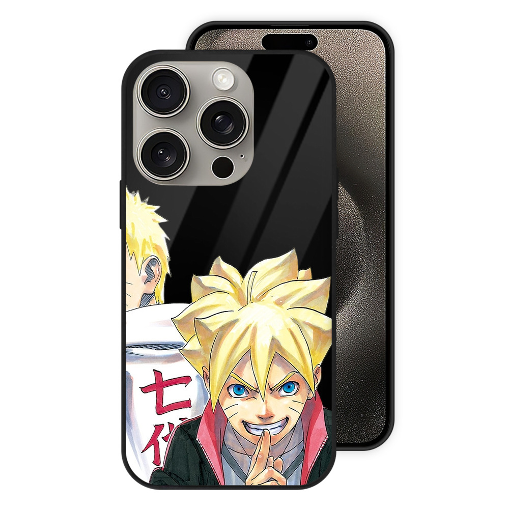 （画像用） NARUTO -ナルト- うずまき ボルト Uzumaki Boruto 【iPhone15Pro対応】スマホケース 耐衝撃＆黄変防止 背面ガラス