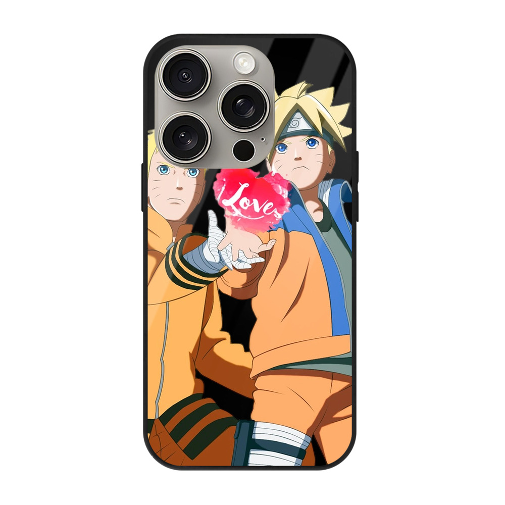 （画像用） NARUTO -ナルト- うずまき ボルト Uzumaki Boruto 【iPhone15Pro対応】スマホケース 耐衝撃＆黄変防止 背面ガラス