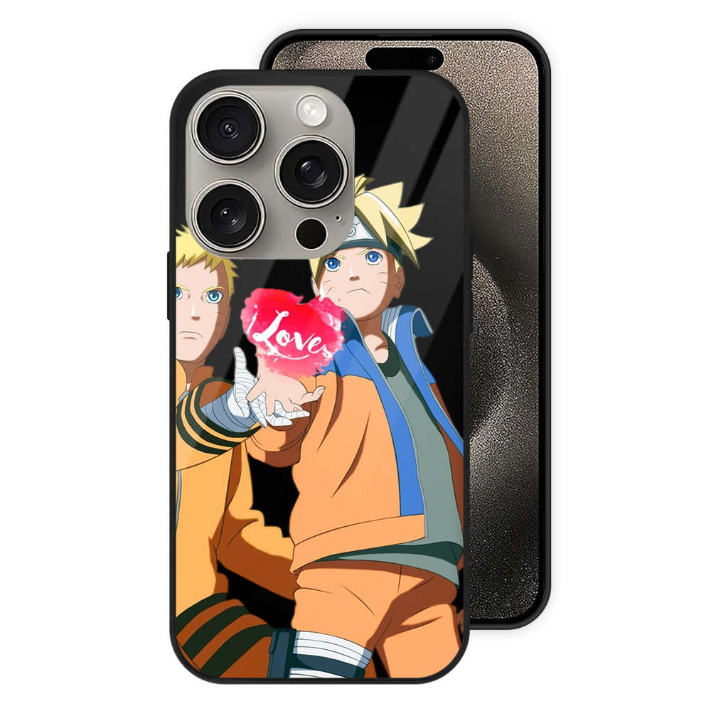 （画像用） NARUTO -ナルト- うずまき ボルト Uzumaki Boruto 【iPhone15Pro対応】スマホケース 耐衝撃＆黄変防止 背面ガラス