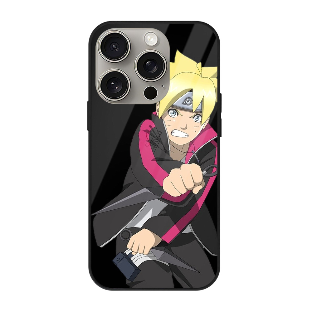 （画像用） NARUTO -ナルト- うずまき ボルト Uzumaki Boruto 【iPhone15Pro対応】スマホケース 耐衝撃＆黄変防止 背面ガラス