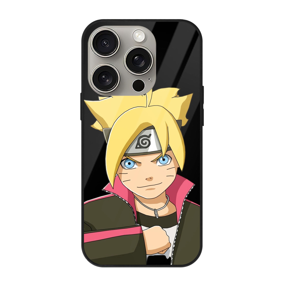 （画像用） NARUTO -ナルト- うずまき ボルト Uzumaki Boruto 【iPhone15Pro対応】スマホケース 耐衝撃＆黄変防止 背面ガラス