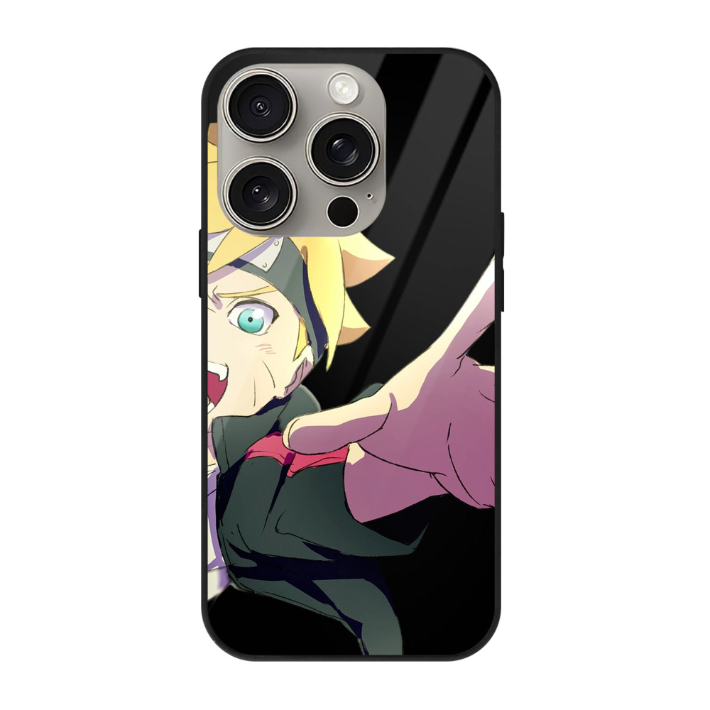 （画像用） NARUTO -ナルト- うずまき ボルト Uzumaki Boruto 【iPhone15Pro対応】スマホケース 耐衝撃＆黄変防止 背面ガラス