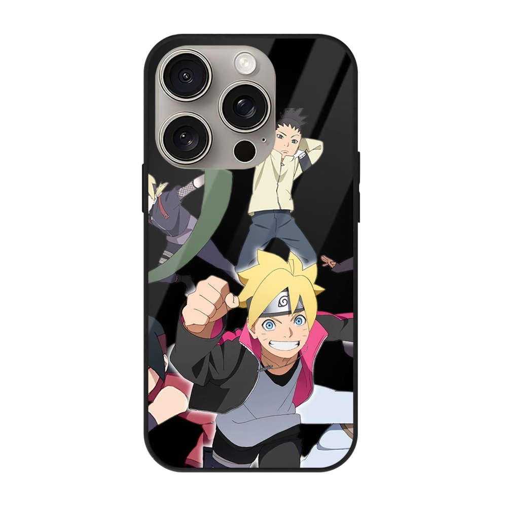 （画像用） NARUTO -ナルト- うずまき ボルト Uzumaki Boruto 【iPhone15Pro対応】スマホケース 耐衝撃＆黄変防止 背面ガラス