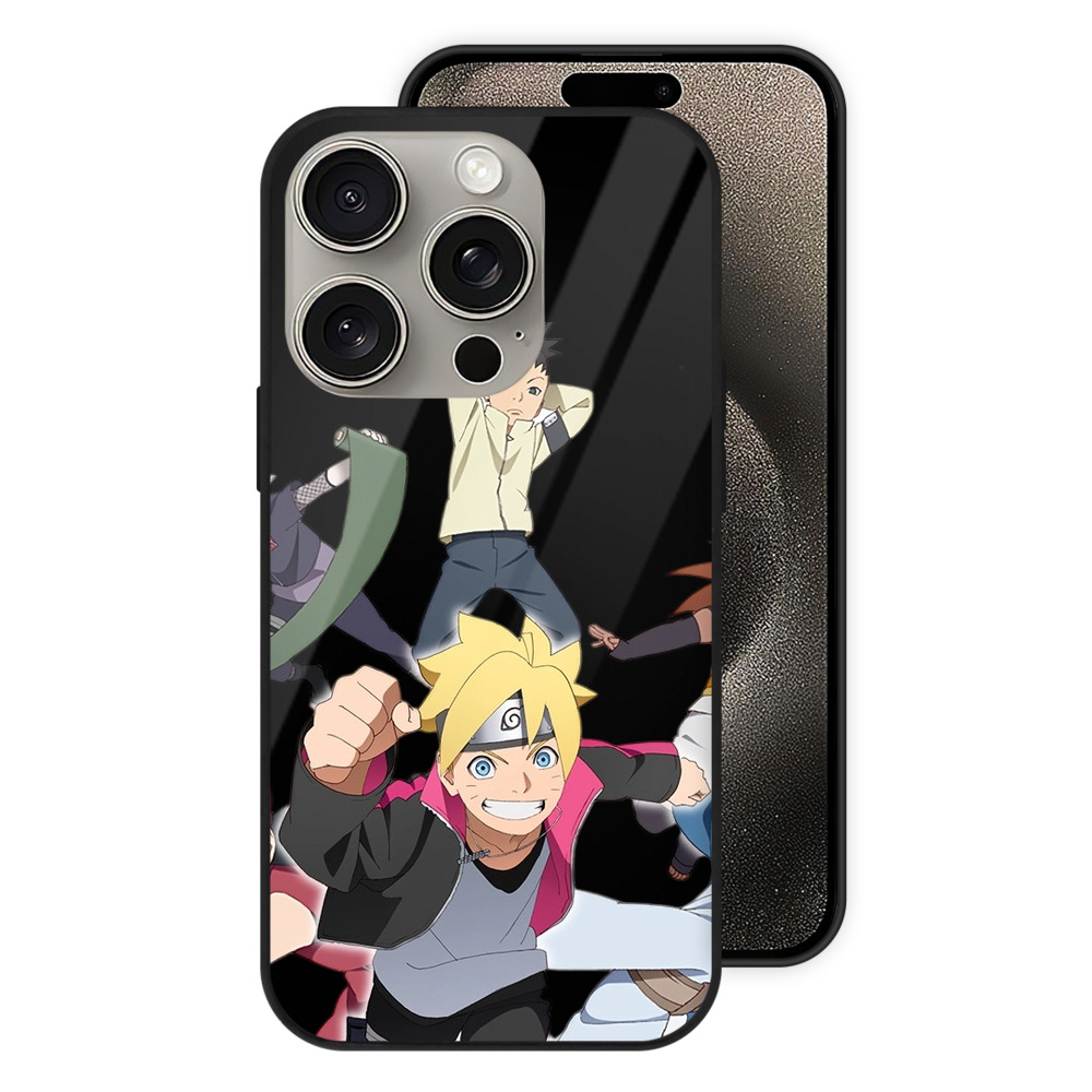 （画像用） NARUTO -ナルト- うずまき ボルト Uzumaki Boruto 【iPhone15Pro対応】スマホケース 耐衝撃＆黄変防止 背面ガラス