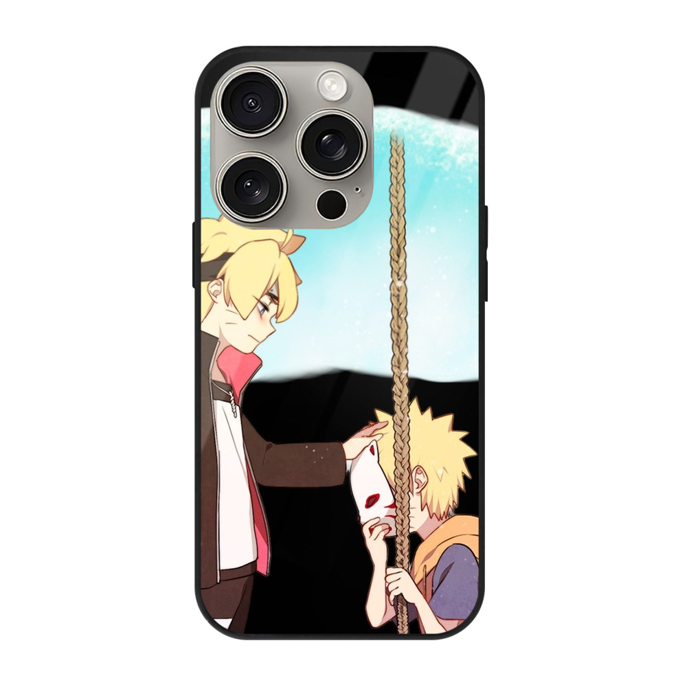 （画像用） NARUTO -ナルト- うずまき ボルト Uzumaki Boruto 【iPhone15Pro対応】スマホケース 耐衝撃＆黄変防止 背面ガラス