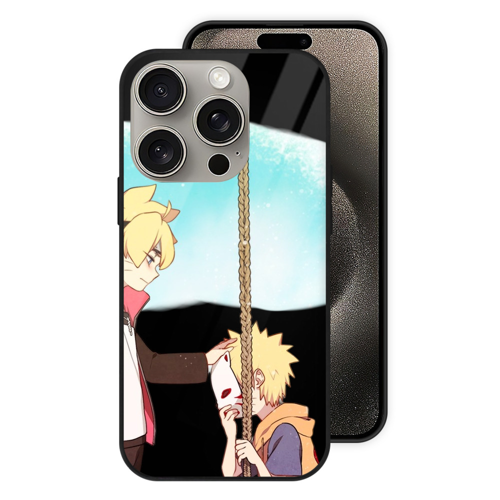 （画像用） NARUTO -ナルト- うずまき ボルト Uzumaki Boruto 【iPhone15Pro対応】スマホケース 耐衝撃＆黄変防止 背面ガラス