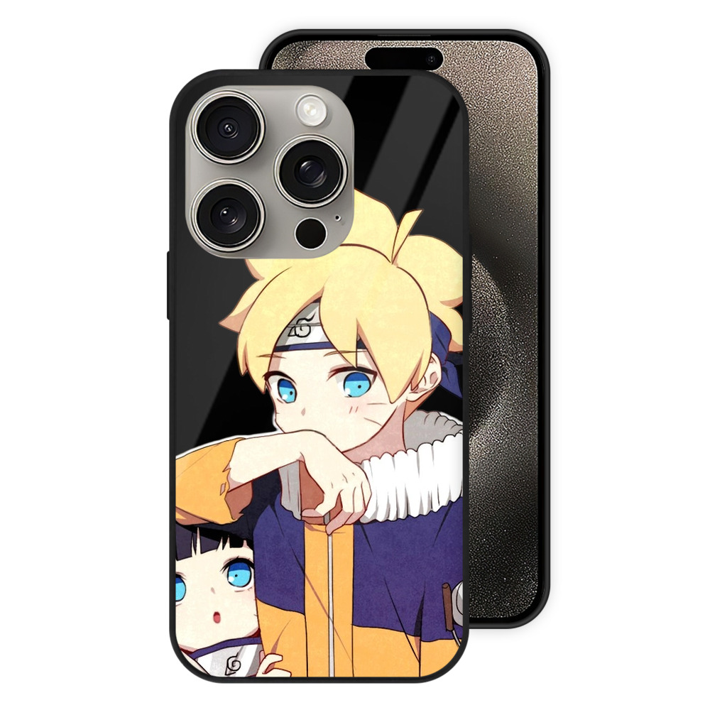 （画像用） NARUTO -ナルト- うずまき ボルト Uzumaki Boruto 【iPhone15Pro対応】スマホケース 耐衝撃＆黄変防止 背面ガラス