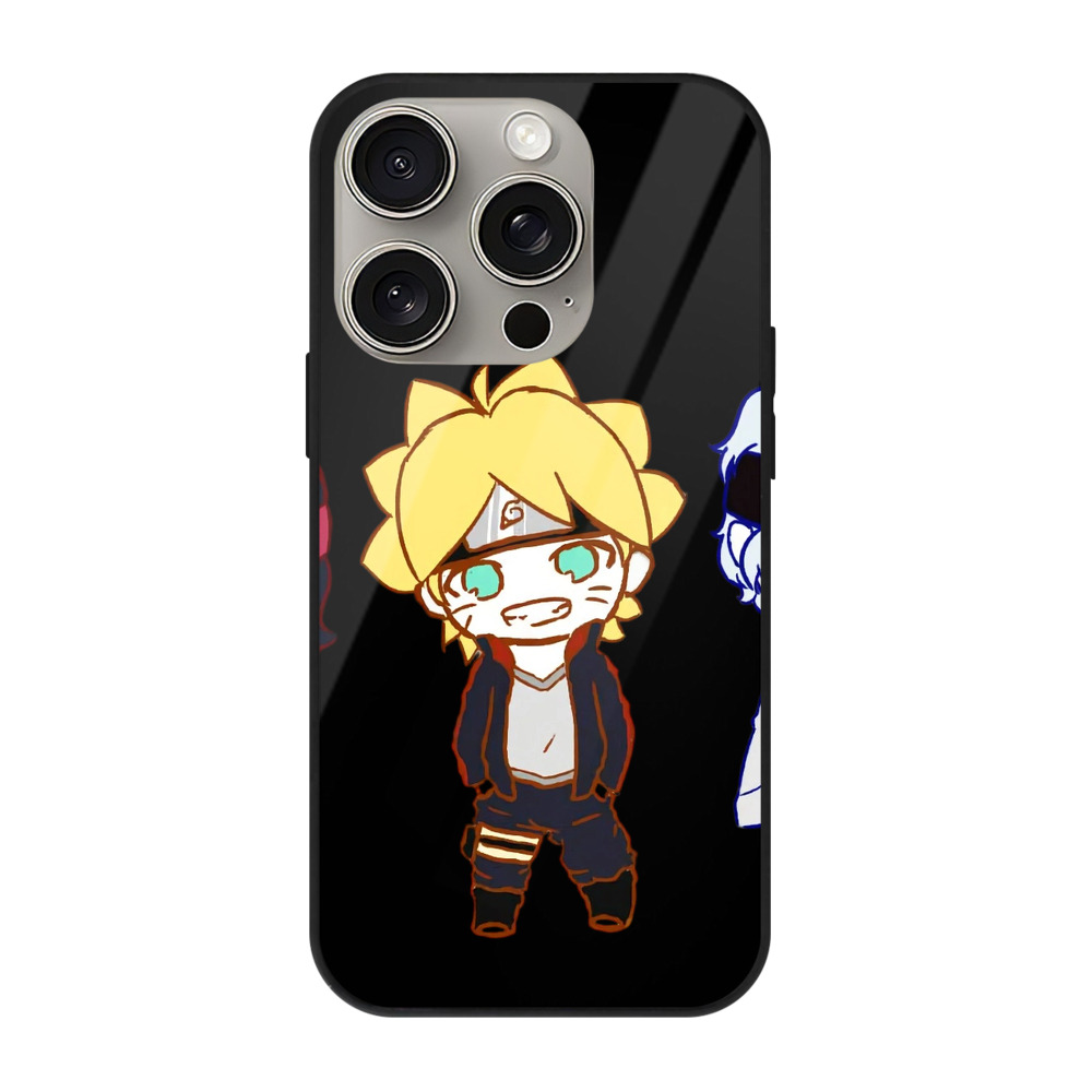 （画像用） NARUTO -ナルト- うずまき ボルト Uzumaki Boruto 【iPhone15Pro対応】スマホケース 耐衝撃＆黄変防止 背面ガラス