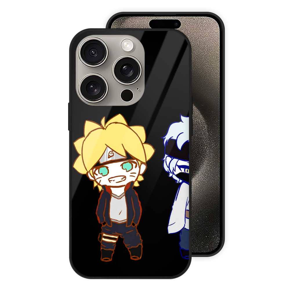 （画像用） NARUTO -ナルト- うずまき ボルト Uzumaki Boruto 【iPhone15Pro対応】スマホケース 耐衝撃＆黄変防止 背面ガラス