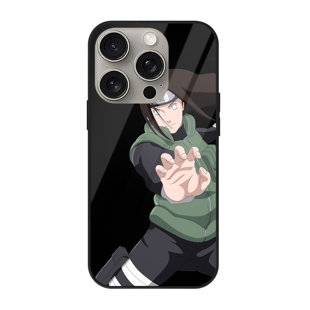 （画像用） NARUTO -ナルト- 日向ネジ Hyūga Neji 【iPhone15Pro対応】スマホケース 耐衝撃＆黄変防止 背面ガラス