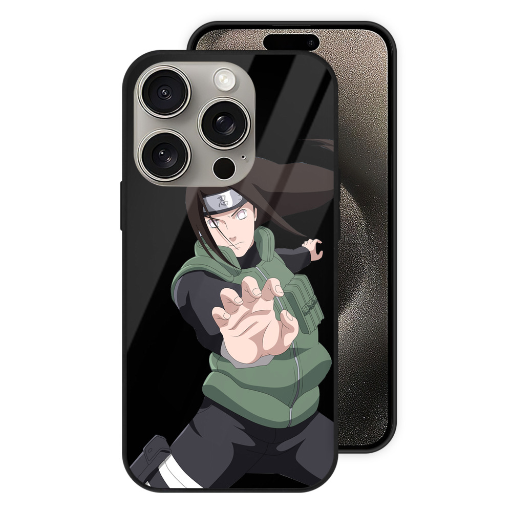 （画像用） NARUTO -ナルト- 日向ネジ Hyūga Neji 【iPhone15Pro対応】スマホケース 耐衝撃＆黄変防止 背面ガラス
