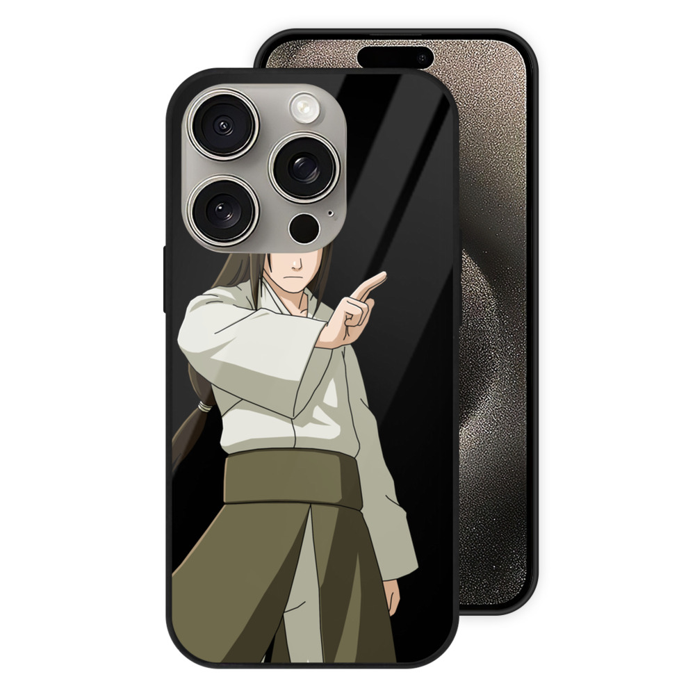 （画像用） NARUTO -ナルト- 日向ネジ Hyūga Neji 【iPhone15Pro対応】スマホケース 耐衝撃＆黄変防止 背面ガラス