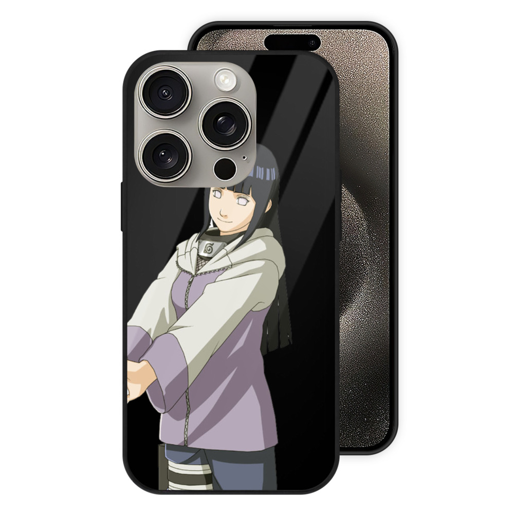 （画像用） NARUTO -ナルト- 日向ヒナタ Hyūga Hinata 【iPhone15Pro対応】スマホケース 耐衝撃＆黄変防止 背面ガラス