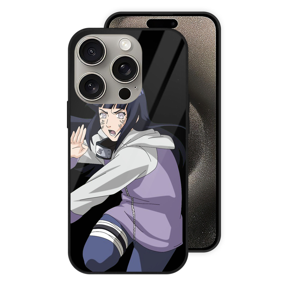（画像用） NARUTO -ナルト- 日向ヒナタ Hyūga Hinata 【iPhone15Pro対応】スマホケース 耐衝撃＆黄変防止 背面ガラス