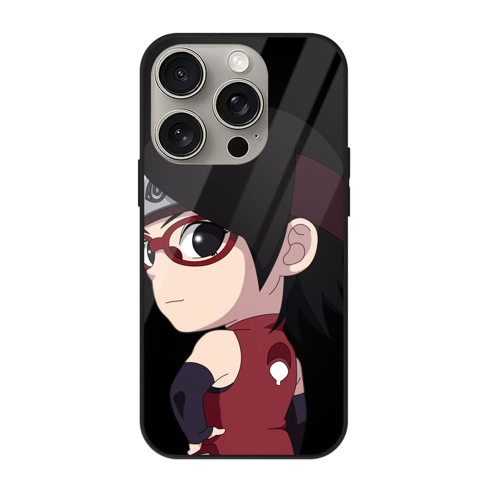 （画像用） NARUTO -ナルト- うちは サラダ Uchiha Sarada 【iPhone15Pro対応】スマホケース 耐衝撃＆黄変防止 背面ガラス