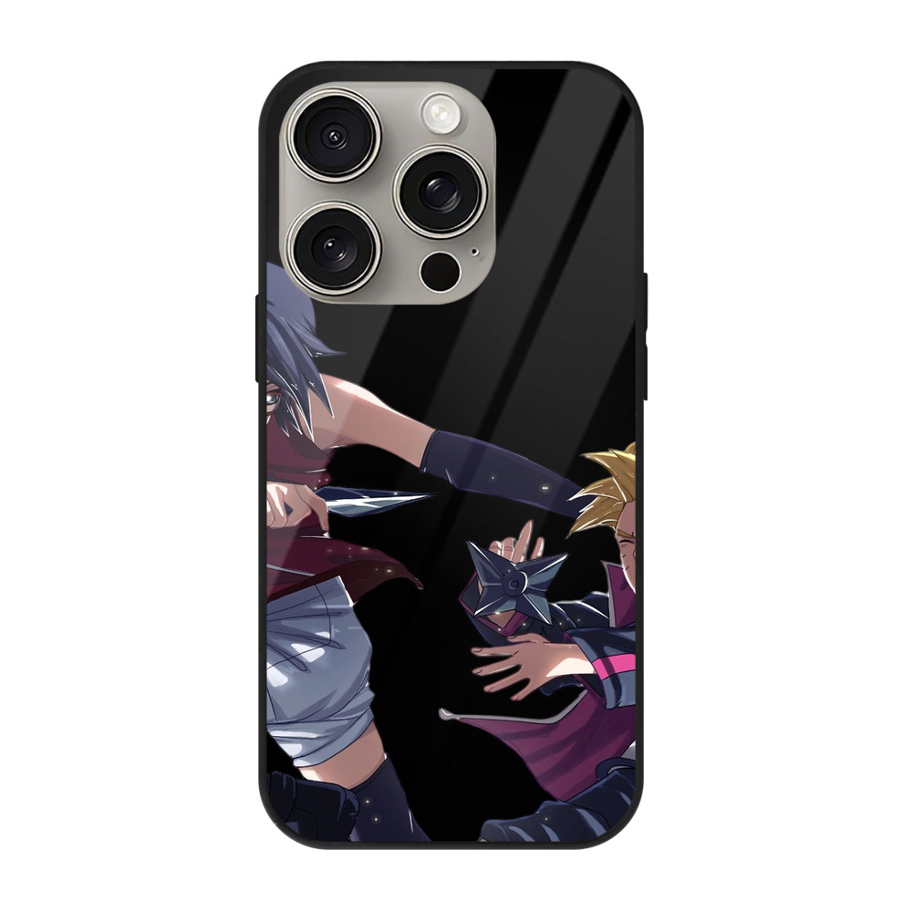 （画像用） NARUTO -ナルト- うちは サラダ Uchiha Sarada 【iPhone15Pro対応】スマホケース 耐衝撃＆黄変防止 背面ガラス