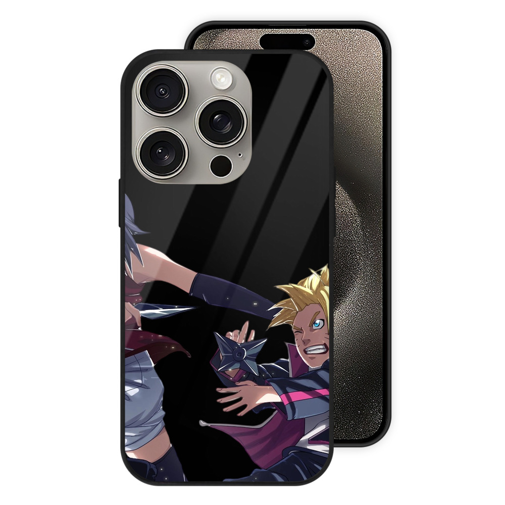 （画像用） NARUTO -ナルト- うちは サラダ Uchiha Sarada 【iPhone15Pro対応】スマホケース 耐衝撃＆黄変防止 背面ガラス
