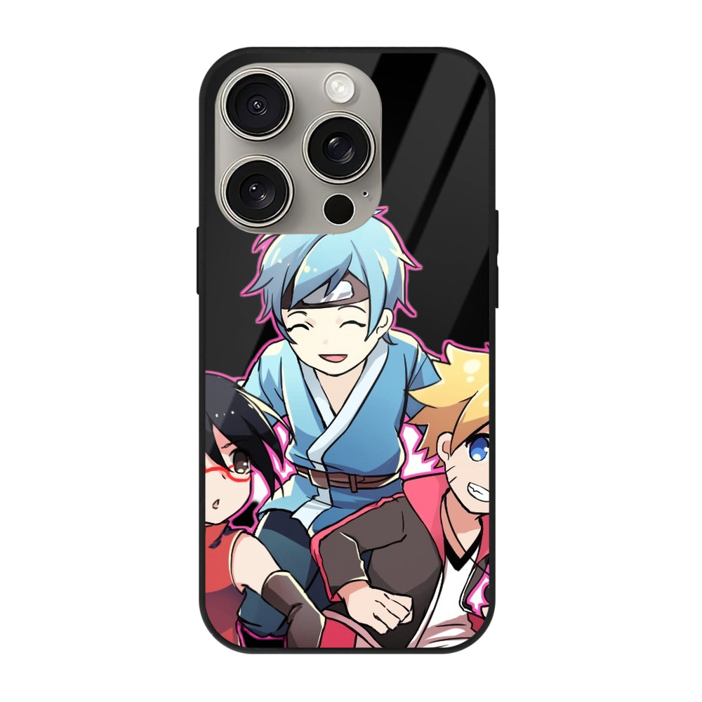 （画像用） NARUTO -ナルト- うちは サラダ Uchiha Sarada 【iPhone15Pro対応】スマホケース 耐衝撃＆黄変防止 背面ガラス