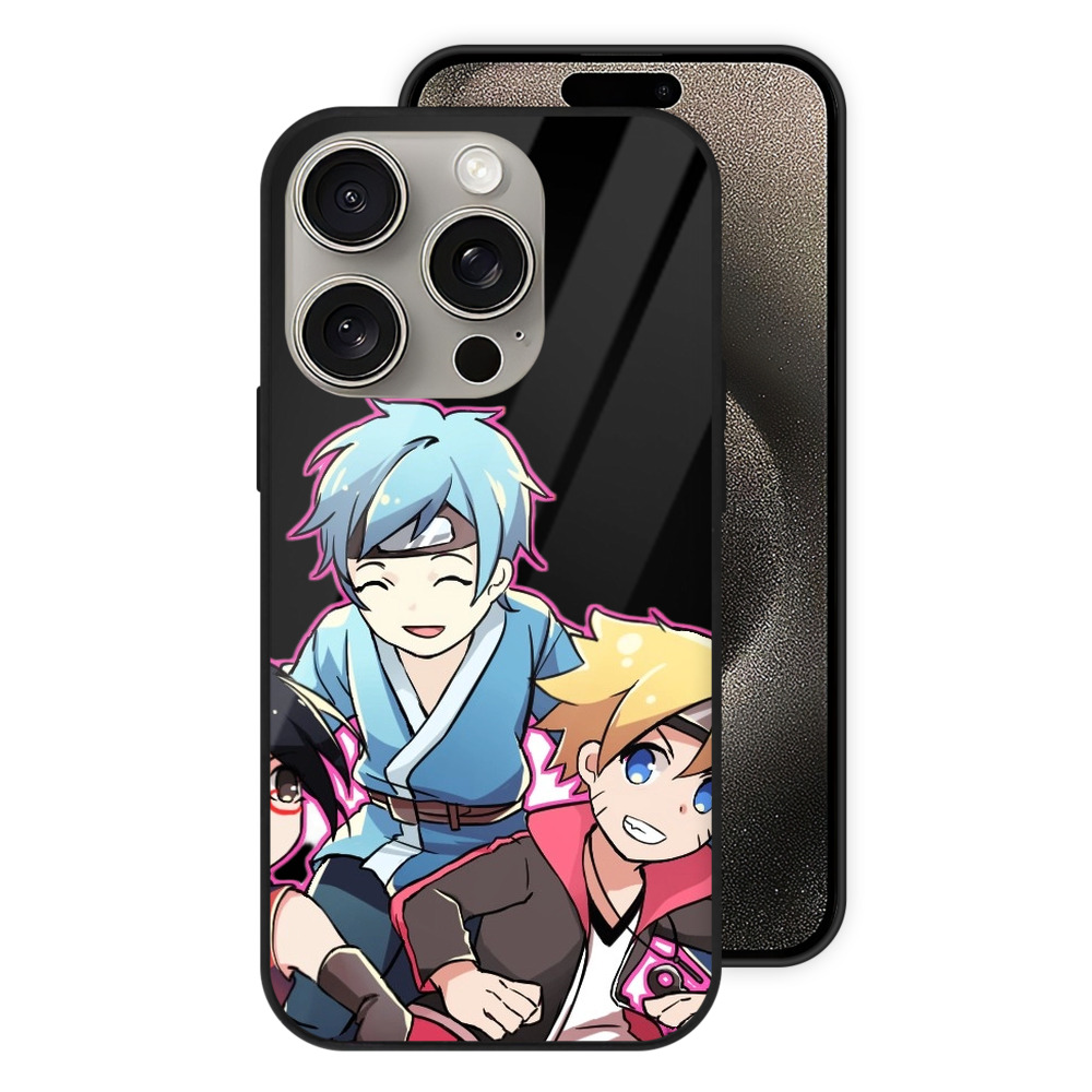 （画像用） NARUTO -ナルト- うちは サラダ Uchiha Sarada 【iPhone15Pro対応】スマホケース 耐衝撃＆黄変防止 背面ガラス