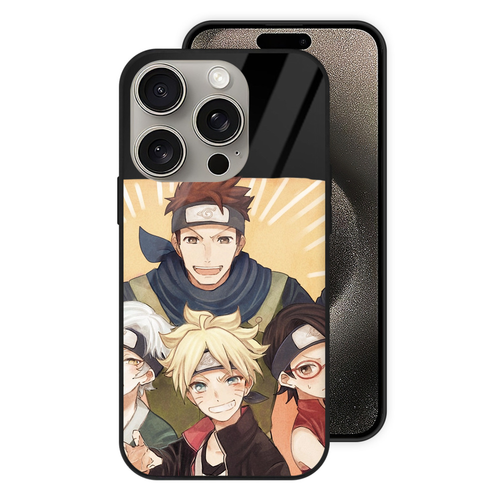 （画像用） NARUTO -ナルト- うちは サラダ Uchiha Sarada 【iPhone15Pro対応】スマホケース 耐衝撃＆黄変防止 背面ガラス