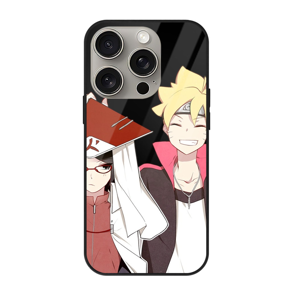 （画像用） NARUTO -ナルト- うちは サラダ Uchiha Sarada 【iPhone15Pro対応】スマホケース 耐衝撃＆黄変防止 背面ガラス