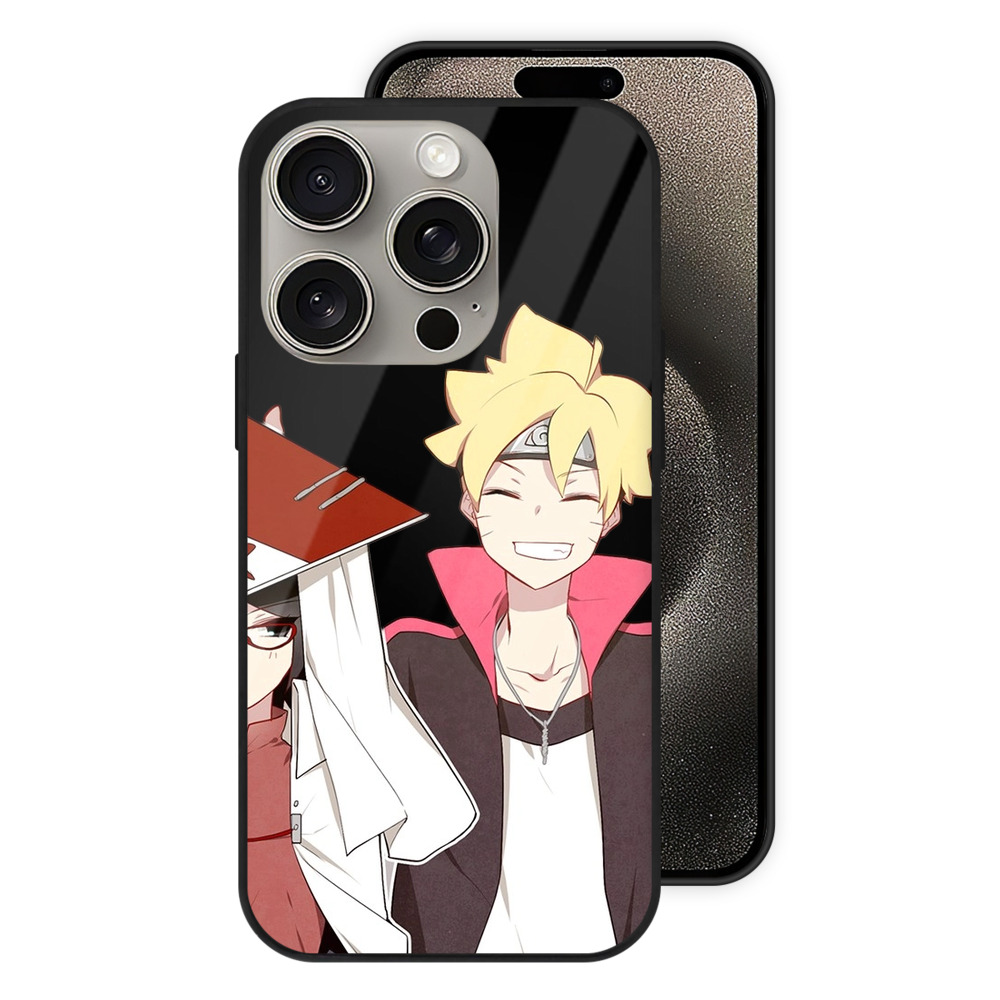 （画像用） NARUTO -ナルト- うちは サラダ Uchiha Sarada 【iPhone15Pro対応】スマホケース 耐衝撃＆黄変防止 背面ガラス
