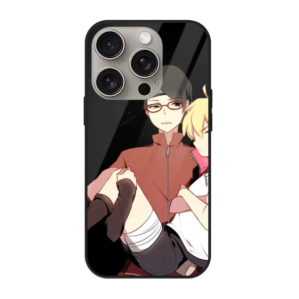 （画像用） NARUTO -ナルト- うちは サラダ Uchiha Sarada 【iPhone15Pro対応】スマホケース 耐衝撃＆黄変防止 背面ガラス