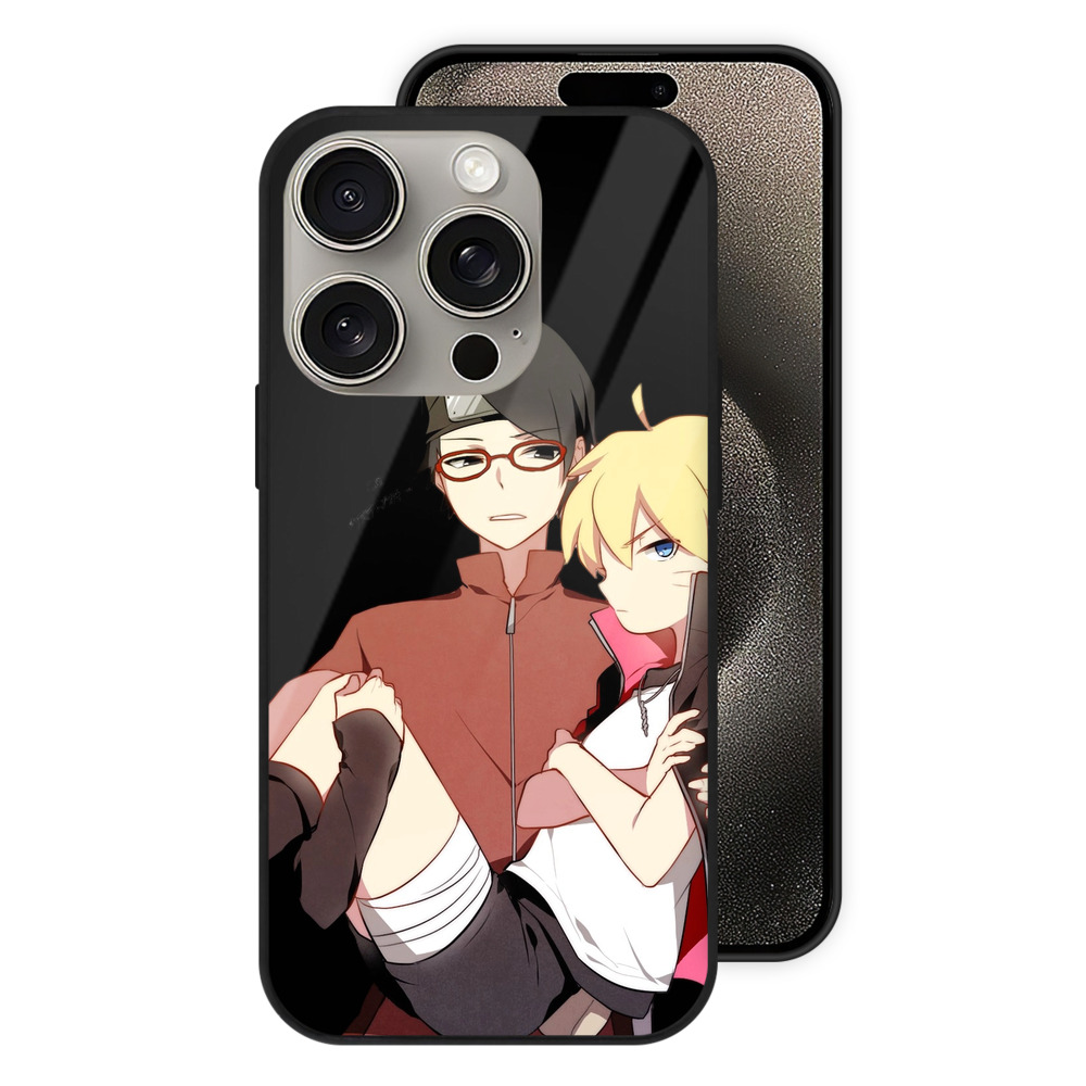 （画像用） NARUTO -ナルト- うちは サラダ Uchiha Sarada 【iPhone15Pro対応】スマホケース 耐衝撃＆黄変防止 背面ガラス
