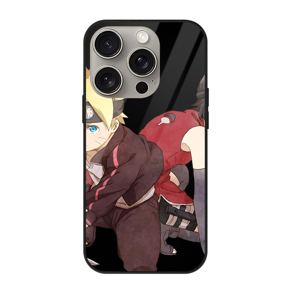 （画像用） NARUTO -ナルト- うちは サラダ Uchiha Sarada 【iPhone15Pro対応】スマホケース 耐衝撃＆黄変防止 背面ガラス