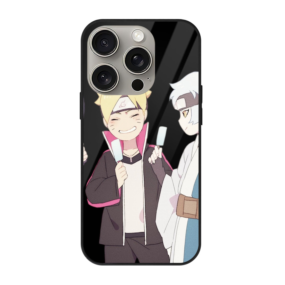 （画像用） NARUTO -ナルト- うちは サラダ Uchiha Sarada 【iPhone15Pro対応】スマホケース 耐衝撃＆黄変防止 背面ガラス