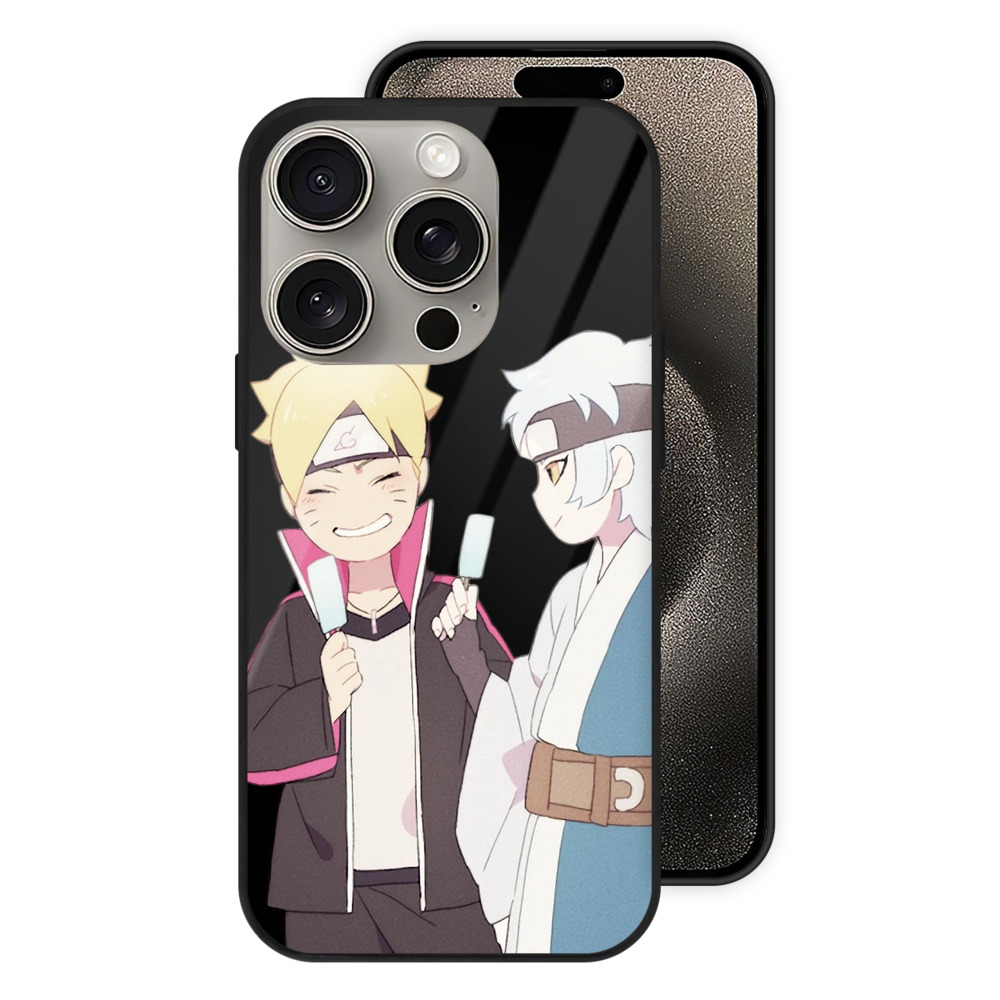 （画像用） NARUTO -ナルト- うちは サラダ Uchiha Sarada 【iPhone15Pro対応】スマホケース 耐衝撃＆黄変防止 背面ガラス