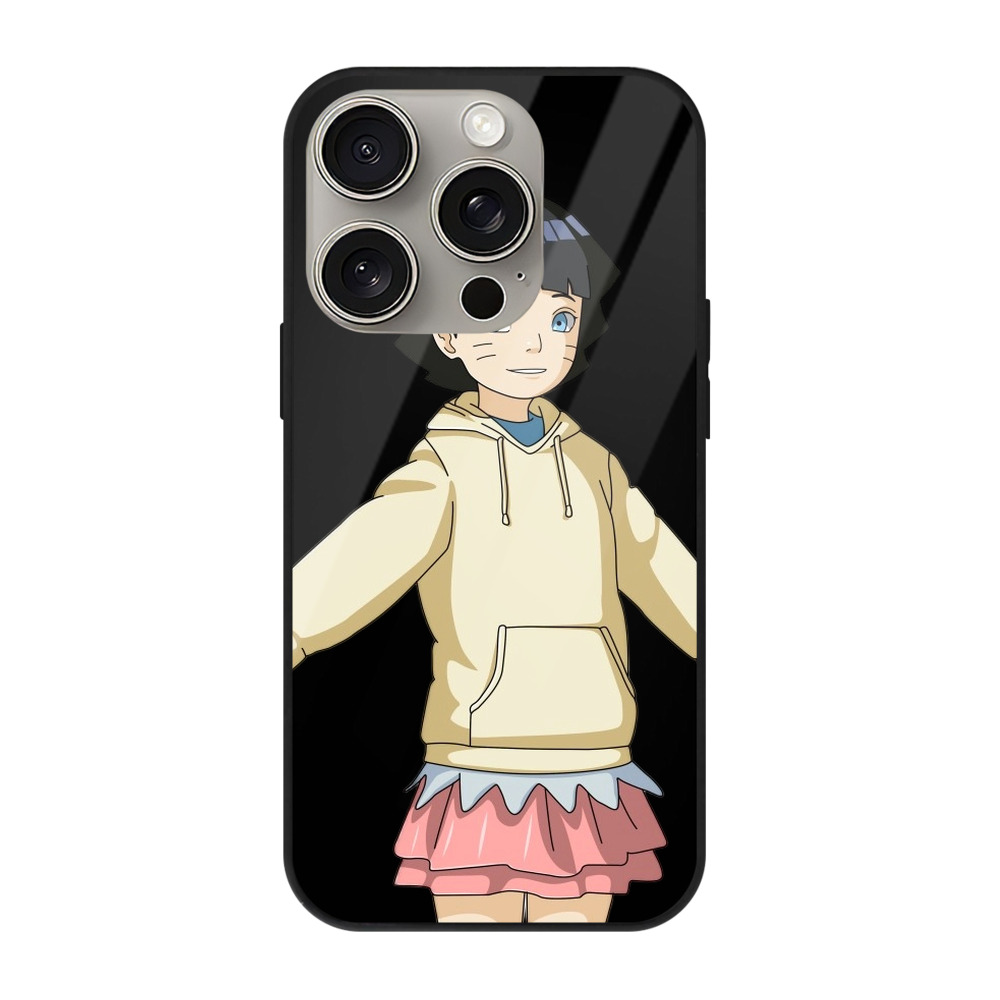 （画像用） NARUTO -ナルト- うずまき ヒマワリ Uzumaki Himawari 【iPhone15Pro対応】スマホケース 耐衝撃＆黄変防止 背面ガラス