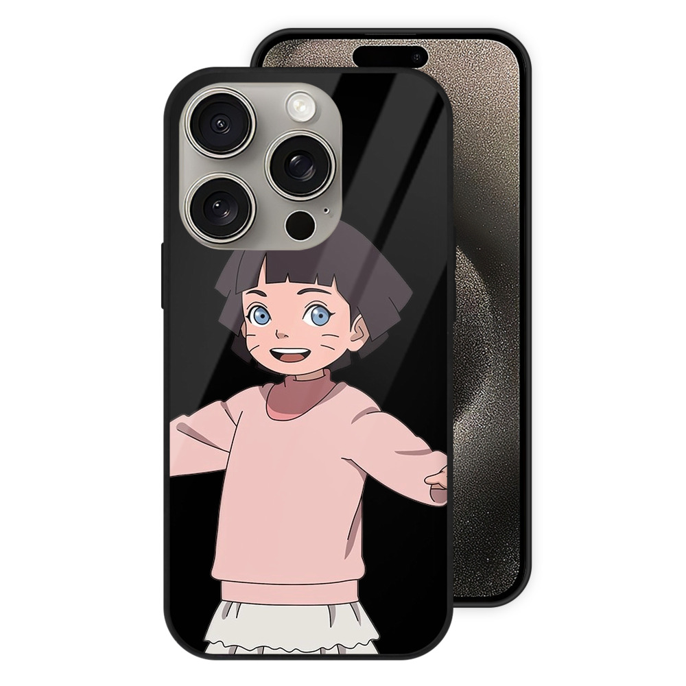 （画像用） NARUTO -ナルト- うずまき ヒマワリ Uzumaki Himawari 【iPhone15Pro対応】スマホケース 耐衝撃＆黄変防止 背面ガラス