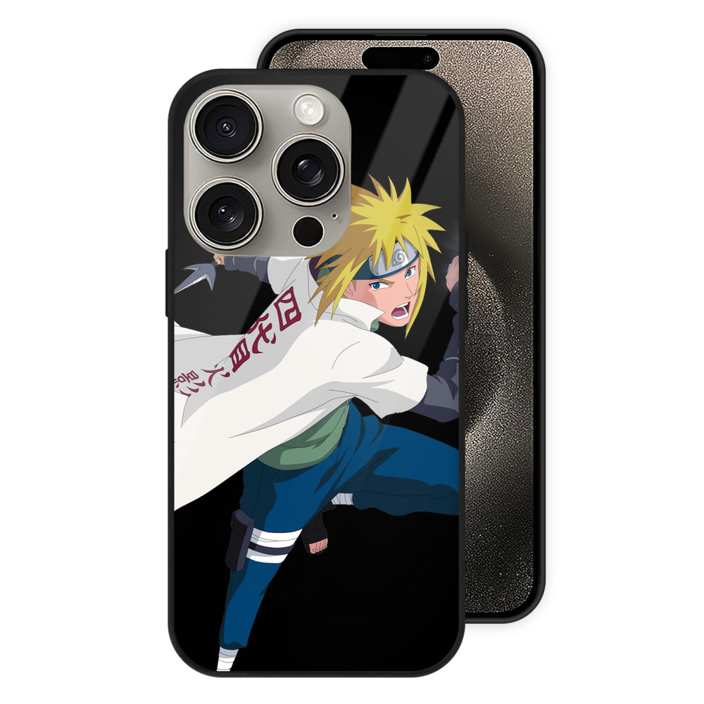 （画像用） NARUTO -ナルト- 波風 ミナト Namikaze Minato 【iPhone15Pro対応】スマホケース 耐衝撃＆黄変防止 背面ガラス