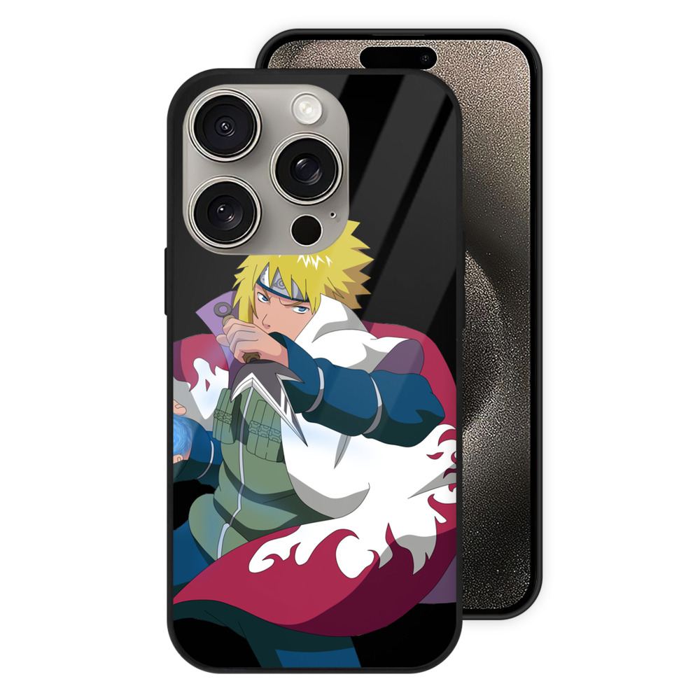 （画像用） NARUTO -ナルト- 波風 ミナト Namikaze Minato 【iPhone15Pro対応】スマホケース 耐衝撃＆黄変防止 背面ガラス