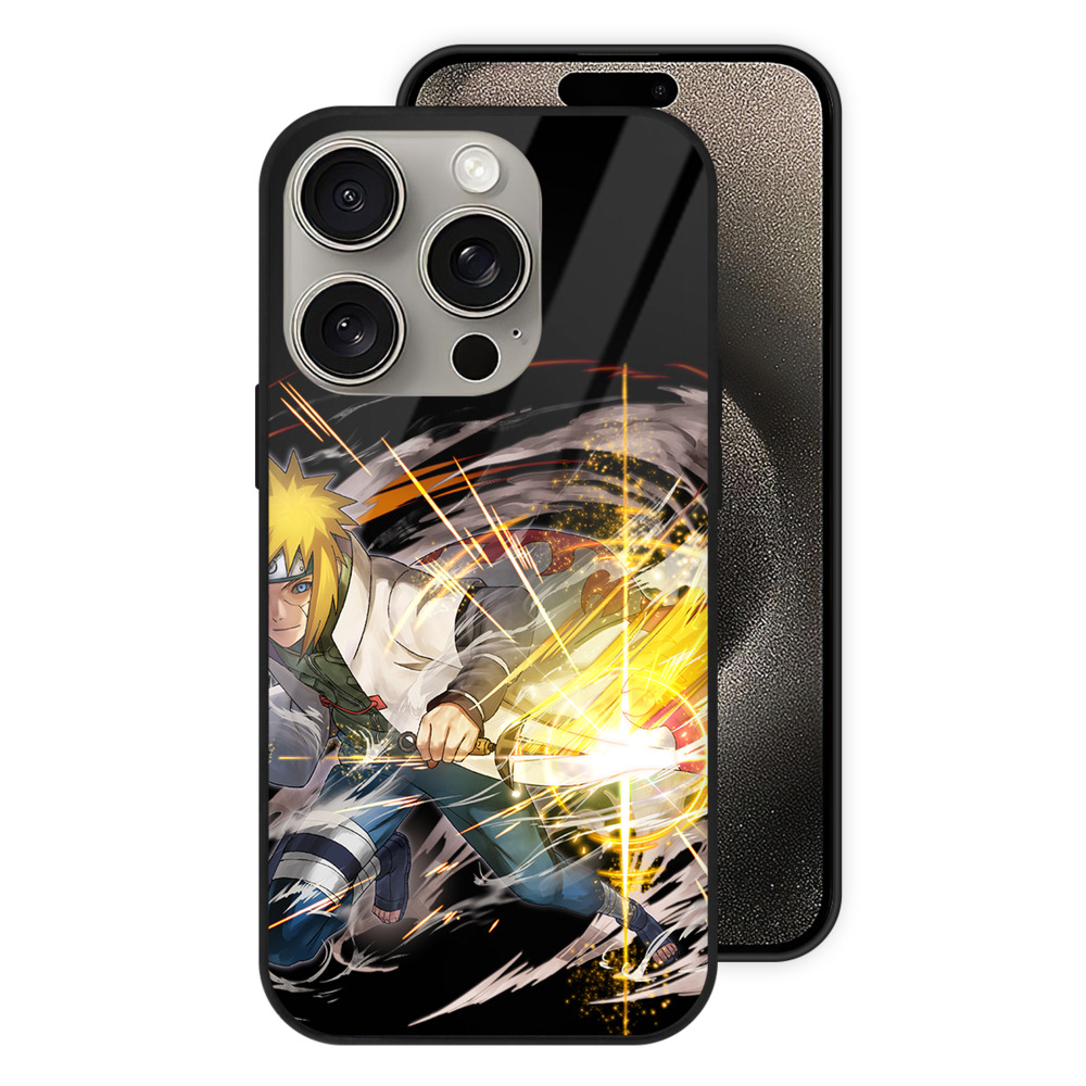 （画像用） NARUTO -ナルト- 波風 ミナト Namikaze Minato 【iPhone15Pro対応】スマホケース 耐衝撃＆黄変防止 背面ガラス