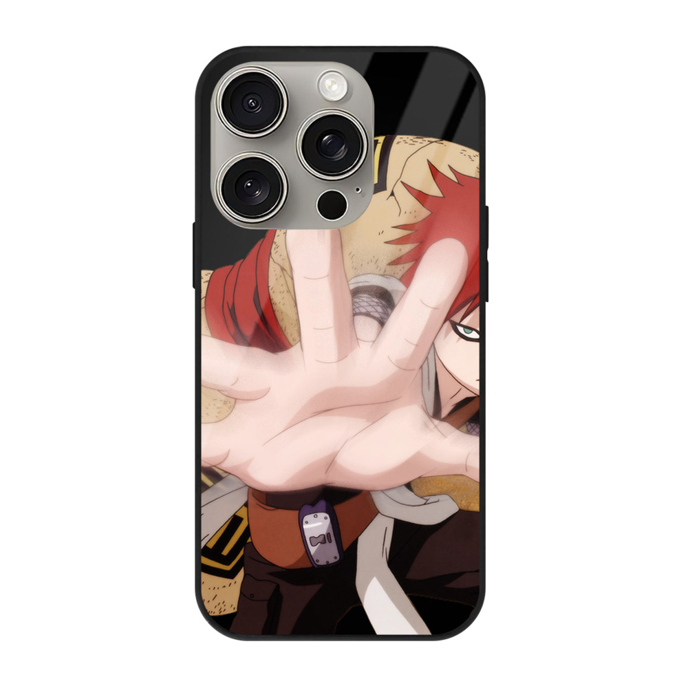 （画像用） NARUTO -ナルト- ガアラ Gaara 【iPhone15Pro対応】スマホケース 耐衝撃＆黄変防止 背面ガラス