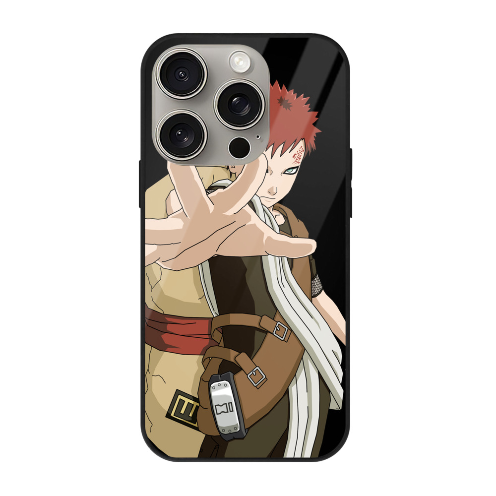 （画像用） NARUTO -ナルト- ガアラ Gaara 【iPhone15Pro対応】スマホケース 耐衝撃＆黄変防止 背面ガラス