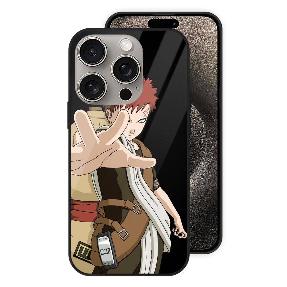 （画像用） NARUTO -ナルト- ガアラ Gaara 【iPhone15Pro対応】スマホケース 耐衝撃＆黄変防止 背面ガラス