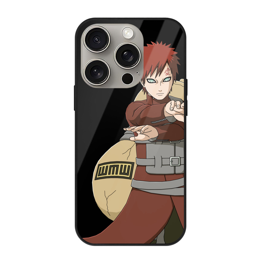 （画像用） NARUTO -ナルト- ガアラ Gaara 【iPhone15Pro対応】スマホケース 耐衝撃＆黄変防止 背面ガラス