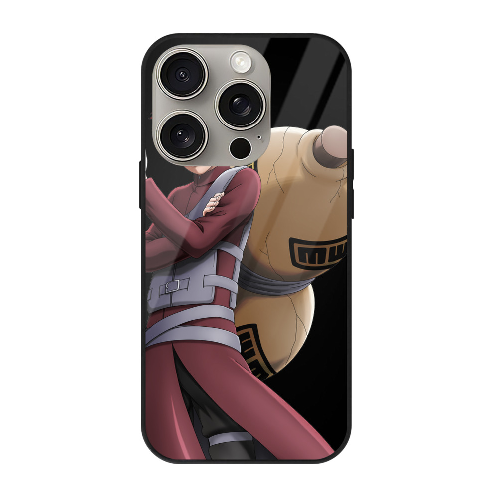 （画像用） NARUTO -ナルト- ガアラ Gaara 【iPhone15Pro対応】スマホケース 耐衝撃＆黄変防止 背面ガラス