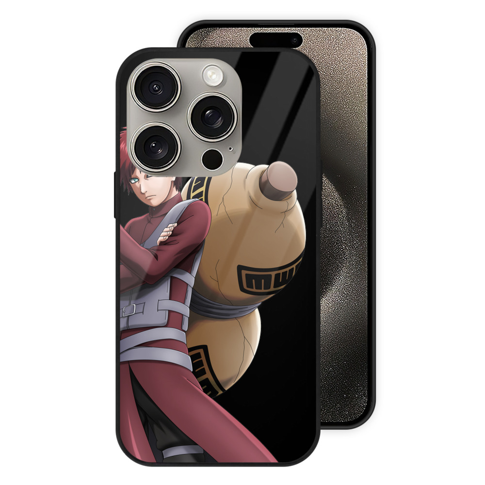 （画像用） NARUTO -ナルト- ガアラ Gaara 【iPhone15Pro対応】スマホケース 耐衝撃＆黄変防止 背面ガラス