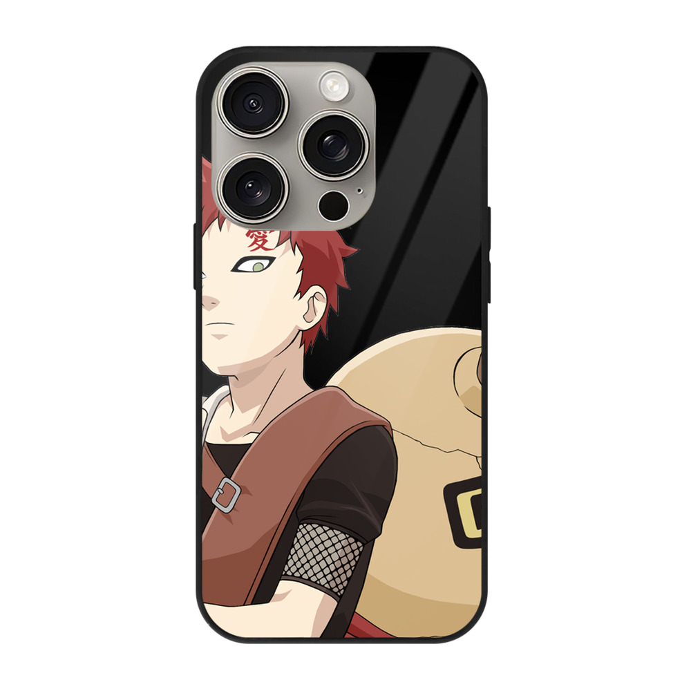 （画像用） NARUTO -ナルト- ガアラ Gaara 【iPhone15Pro対応】スマホケース 耐衝撃＆黄変防止 背面ガラス
