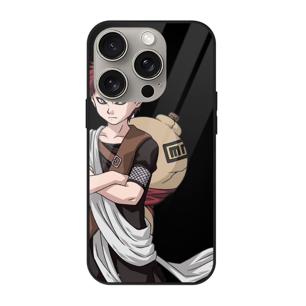 （画像用） NARUTO -ナルト- ガアラ Gaara 【iPhone15Pro対応】スマホケース 耐衝撃＆黄変防止 背面ガラス