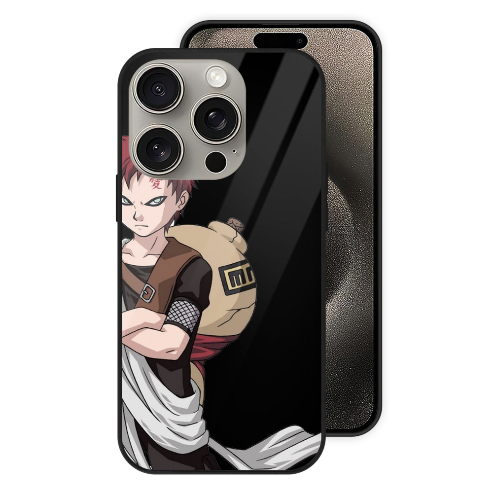 （画像用） NARUTO -ナルト- ガアラ Gaara 【iPhone15Pro対応】スマホケース 耐衝撃＆黄変防止 背面ガラス