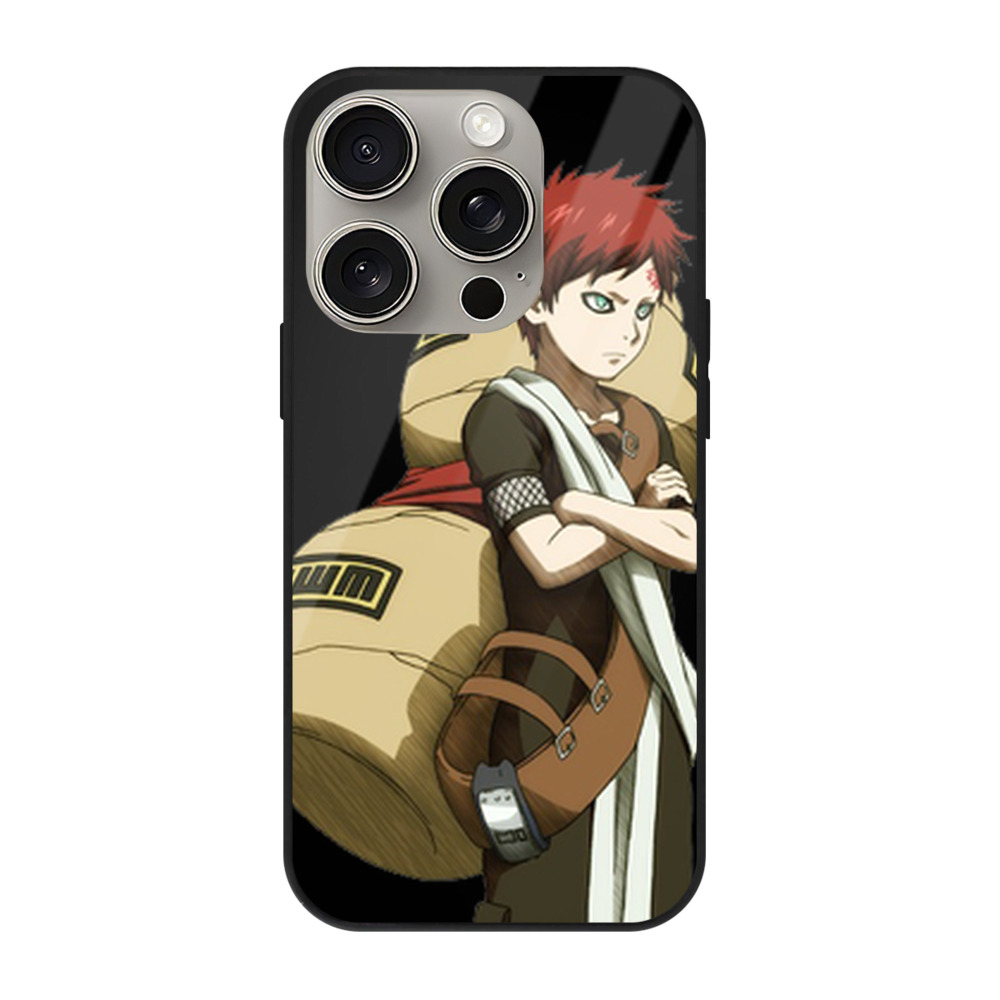 （画像用） NARUTO -ナルト- ガアラ Gaara 【iPhone15Pro対応】スマホケース 耐衝撃＆黄変防止 背面ガラス