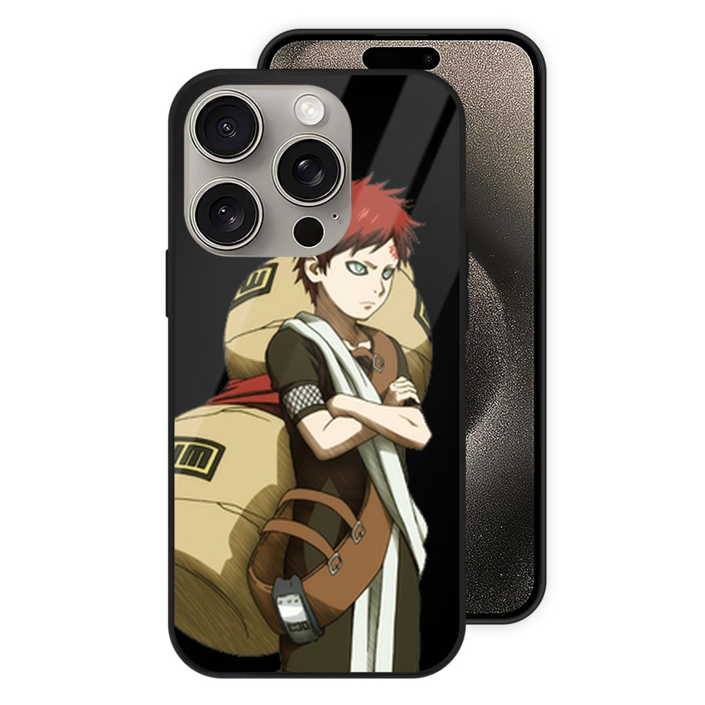 （画像用） NARUTO -ナルト- ガアラ Gaara 【iPhone15Pro対応】スマホケース 耐衝撃＆黄変防止 背面ガラス