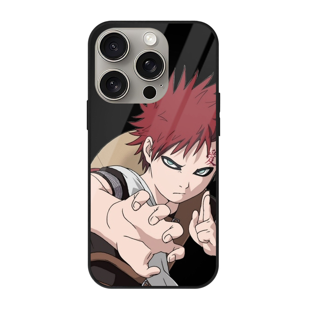 （画像用） NARUTO -ナルト- ガアラ Gaara 【iPhone15Pro対応】スマホケース 耐衝撃＆黄変防止 背面ガラス